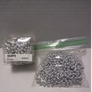 IKEA 2012 Julmys Silver Bead Garland 5.4 Yards ea Christmas Tree Decor Set of 2